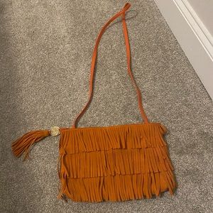 Vince Camuto orange leather & suede purse